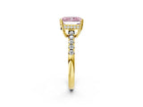 Yellow gold Fancy Pink Radiant Cut Solitaire Diamond Engagement Ring with Pavé Band and Six-Prong Setting_26