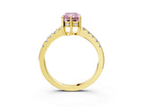 Yellow gold Fancy Pink Radiant Cut Solitaire Diamond Engagement Ring with Pavé Band and Six-Prong Setting_27