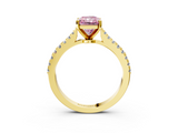 Yellow gold Fancy Pink Radiant  Cut Solitaire Diamond Engagement Ring with Pave Band and Four-Prong Setting_167