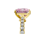 Yellow gold Fancy Pink Radiant  Cut Solitaire Diamond Engagement Ring with Pave Band and Four-Prong Setting_169