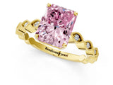 Yellow gold Fancy Pink Radiant Cut Solitaire Diamond Ring with Infinity Twist Band and Four-Prong Setting_1