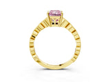 Yellow gold Fancy Pink Radiant Cut Solitaire Diamond Ring with Infinity Twist Band and Four-Prong Setting_3