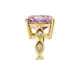 Yellow gold Fancy Pink Radiant Cut Solitaire Diamond Ring with Infinity Twist Band and Four-Prong Setting_5