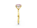 Yellow gold Fancy Pink Radiant Cut Solitaire Diamond Ring with Prong Setting and Plain Band_2