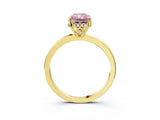 Yellow gold Fancy Pink Radiant Cut Solitaire Diamond Ring with Prong Setting and Plain Band_3