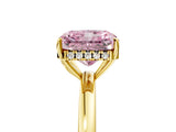 Yellow gold Fancy Pink Radiant Cut Solitaire Diamond Ring with Prong Setting and Plain Band_5