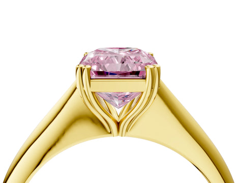 Yellow gold Fancy Pink Radiant Cut Solitaire Diamond Ring with Six-Prong Setting and Classic Band_4