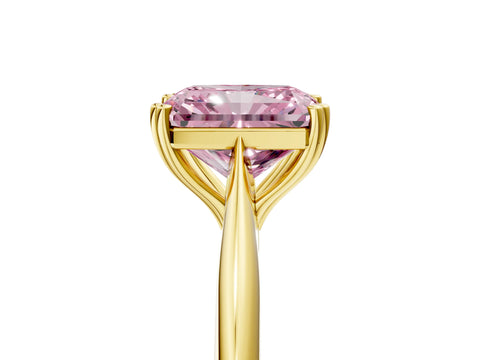 Yellow gold Fancy Pink Radiant Cut Solitaire Diamond Ring with Six-Prong Setting and Classic Band_5