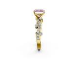 Yellow gold Fancy Pink Radiant  Cut Solitaire Diamond Twisted Band with Pave Setting_47