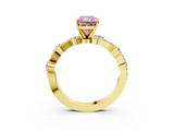 Yellow gold Fancy Pink Radiant  Cut Solitaire Diamond Twisted Band with Pave Setting_48