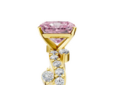 Yellow gold Fancy Pink Radiant  Cut Solitaire Diamond Twisted Band with Pave Setting_50