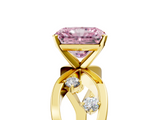 Yellow gold Fancy Pink Radiant  Cut Solitaire Diamond with Side Stones on Criss-Cross Band and Four-Prong Setting_8