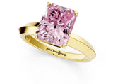 Yellow gold Fancy Pink Radiant  Cut Solitaire Engagement Ring with Flat Band and Four-Prong Setting 2