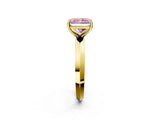 Yellow gold Fancy Pink Radiant  Cut Solitaire Engagement Ring with Flat Band and Four-Prong Setting 3