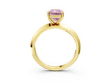 Yellow gold Fancy Pink Radiant  Cut Solitaire Engagement Ring with Flat Band and Four-Prong Setting 4