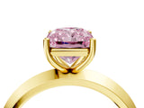 Yellow gold Fancy Pink Radiant  Cut Solitaire Engagement Ring with Flat Band and Four-Prong Setting 5