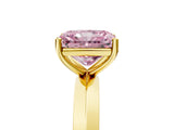 Yellow gold Fancy Pink Radiant  Cut Solitaire Engagement Ring with Flat Band and Four-Prong Setting