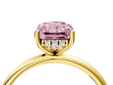 Yellow gold Fancy Pink Radiant  Cut Solitaire Engagement Ring with Four-Prong Setting and Classic Band_24