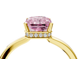 Yellow gold Fancy Pink Radiant  Cut Solitaire Engagement Ring with Four-Prong Setting on a Classic Band_24