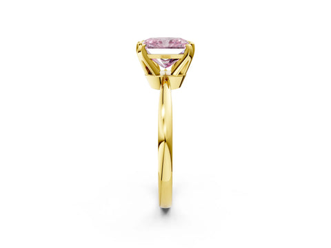 Yellow gold Fancy Pink Radiant Cut Solitaire Engagement Ring with Six-Prong Setting and Tapered Band_2