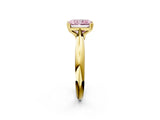 Yellow gold Fancy Pink Radiant  Cut Solitaire Engagement Ring with Tapered Band and Four-Prong Setting 2