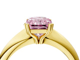 Yellow gold Fancy Pink Radiant  Cut Solitaire Engagement Ring with Tapered Band and Four-Prong Setting 4