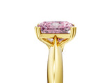 Yellow gold Fancy Pink Radiant  Cut Solitaire Engagement Ring with Tapered Band and Four-Prong Setting 5
