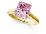 Yellow gold Fancy Pink Radiant Cut Solitaire Engagement Ring with Tapered Band and Four-Prong Setting_4