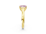 Yellow gold Fancy Pink Radiant Cut Solitaire Engagement Ring with Tapered Band and Four-Prong Setting_5