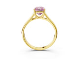 Yellow gold Fancy Pink Radiant Cut Solitaire Engagement Ring with Tapered Band and Four-Prong Setting_6
