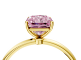 Yellow gold Fancy Pink Radiant  Cut Solitaire Engagement Ring with Thin Band and Four-Prong Setting_7