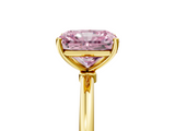 Yellow gold Fancy Pink Radiant  Cut Solitaire Engagement Ring with Thin Band and Four-Prong Setting_8