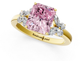 Yellow gold Fancy Pink Radiant  Cut Solitaire Floral Diamond Ring with Four-Prong Setting_38