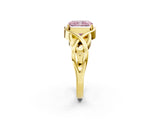 Yellow gold Fancy Pink Radiant Cut Solitaire Intertwined Band Prong Setting Ring_2
