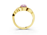 Yellow gold Fancy Pink Radiant Cut Solitaire Intertwined Band Prong Setting Ring_3