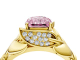 Yellow gold Fancy Pink Radiant Cut Solitaire Leaf-Inspired Engagement Ring with Prong Setting_16