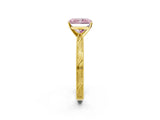 Yellow gold Fancy Pink Radiant Cut Solitaire Milgrain Engraved Band with Four-Prong Setting_2