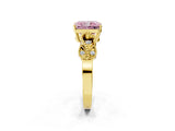Yellow gold Fancy Pink Radiant Cut Solitaire Milgrain Leaf Band with Prong Setting_2