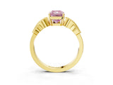 Yellow gold Fancy Pink Radiant Cut Solitaire Milgrain Leaf Band with Prong Setting_3