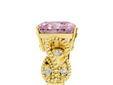 Yellow gold Fancy Pink Radiant Cut Solitaire Milgrain Leaf Band with Prong Setting_5