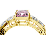 Yellow gold Fancy Pink Radiant Cut Solitaire Princess Side Stone Engraved Band Prong Setting Ring_4