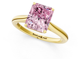 Yellow gold Fancy Pink Radiant  Cut Solitaire Ring with Cathedral Band and Four-Prong Setting_25