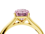 Yellow gold Fancy Pink Radiant  Cut Solitaire Ring with Cathedral Band and Four-Prong Setting_28