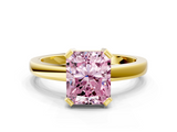 Yellow gold Fancy Pink Radiant  Cut Solitaire Ring with Four-Prong Setting and Classic Band_45