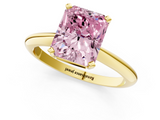 Yellow gold Fancy Pink Radiant  Cut Solitaire Ring with Four-Prong Setting on a Classic Band_26