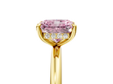 Yellow gold Fancy Pink Radiant  Cut Solitaire Ring with Thin Band and Four-Prong Setting_21