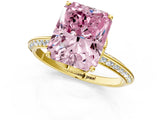 Yellow gold Fancy Pink Radiant Cut Solitaire Split Shank Pave Diamond Engagement Ring with Four-Prong Setting_37