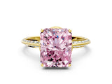 Yellow gold Fancy Pink Radiant Cut Solitaire Split Shank Pave Diamond Engagement Ring with Four-Prong Setting_6
