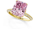 Yellow gold Fancy Pink Radiant Cut Solitaire Split Shank Pave Diamond Engagement Ring with Four-Prong Setting_7
