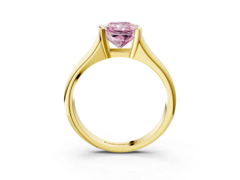 Yellow gold Fancy Pink Radiant Cut Solitaire Tension Set Diamond Ring with Split Shank Band_3
